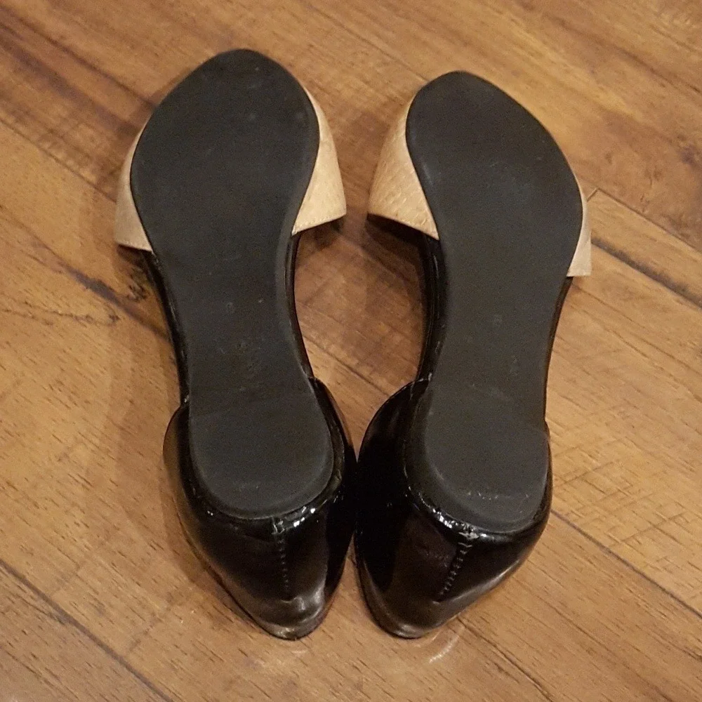 Jeffrey Campbell Ibiza dOrsay Flats Beige Snakeskin‎ Black Patent Pointed Toe 8